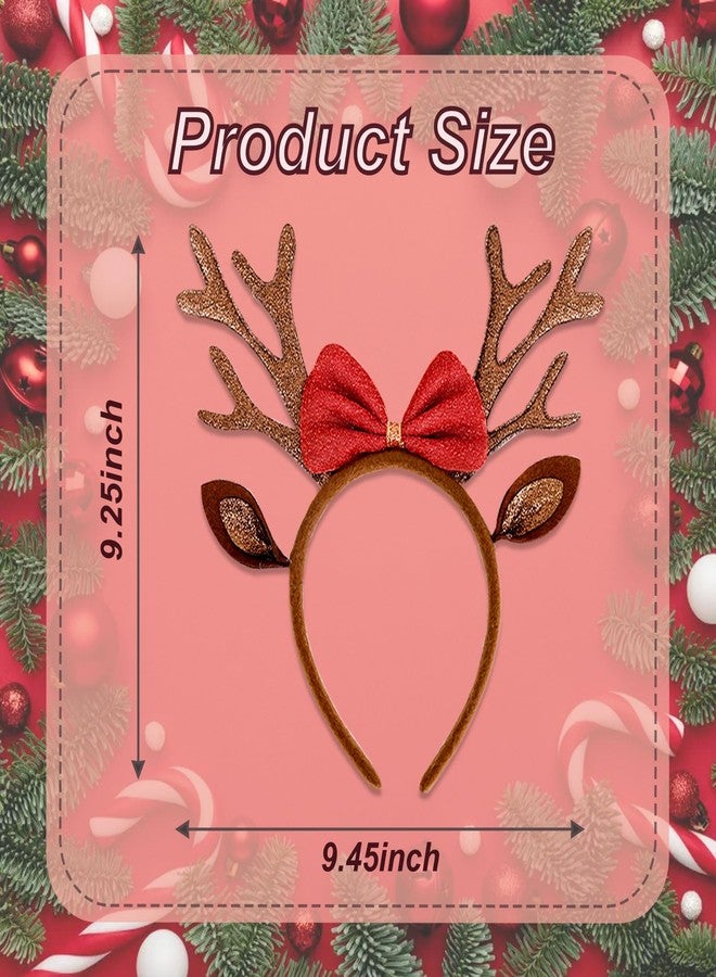YOUDICT Bow Reindeer Antlers Headband, Christmas Antlers Headband, Reindeer Ears Accessories for Women, Christmas Antler Hair Accessories - Image 2